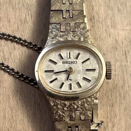(911)Vintage Ladies Seiko Stainless Steel Mechanical Watch 11-7610 Vintage Seiko Wind Up Gold Plated Women main image 3