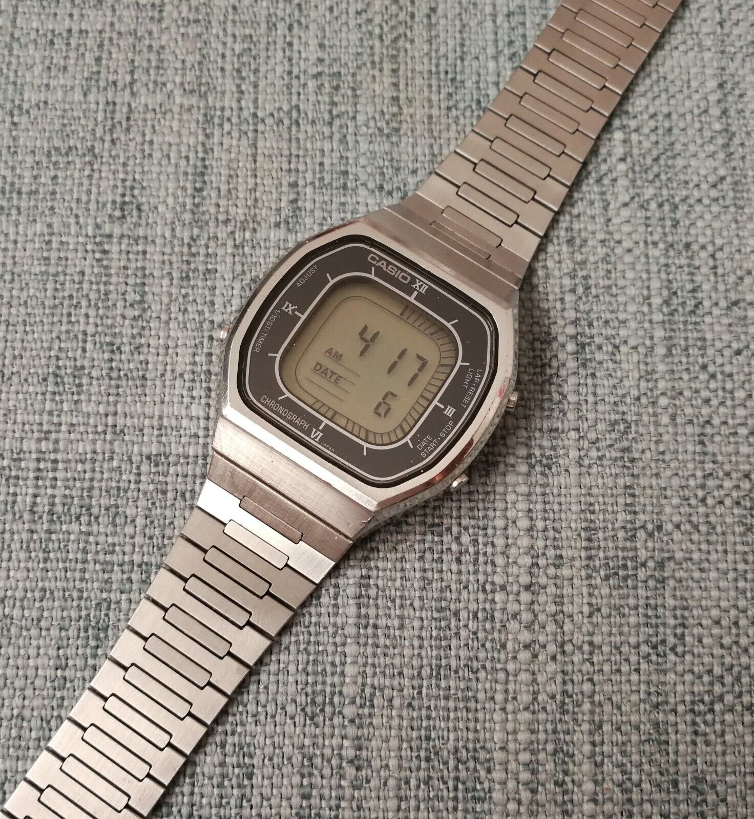 vintage casio casiotron 56cs-52 time scan alarm chrono lcd watch