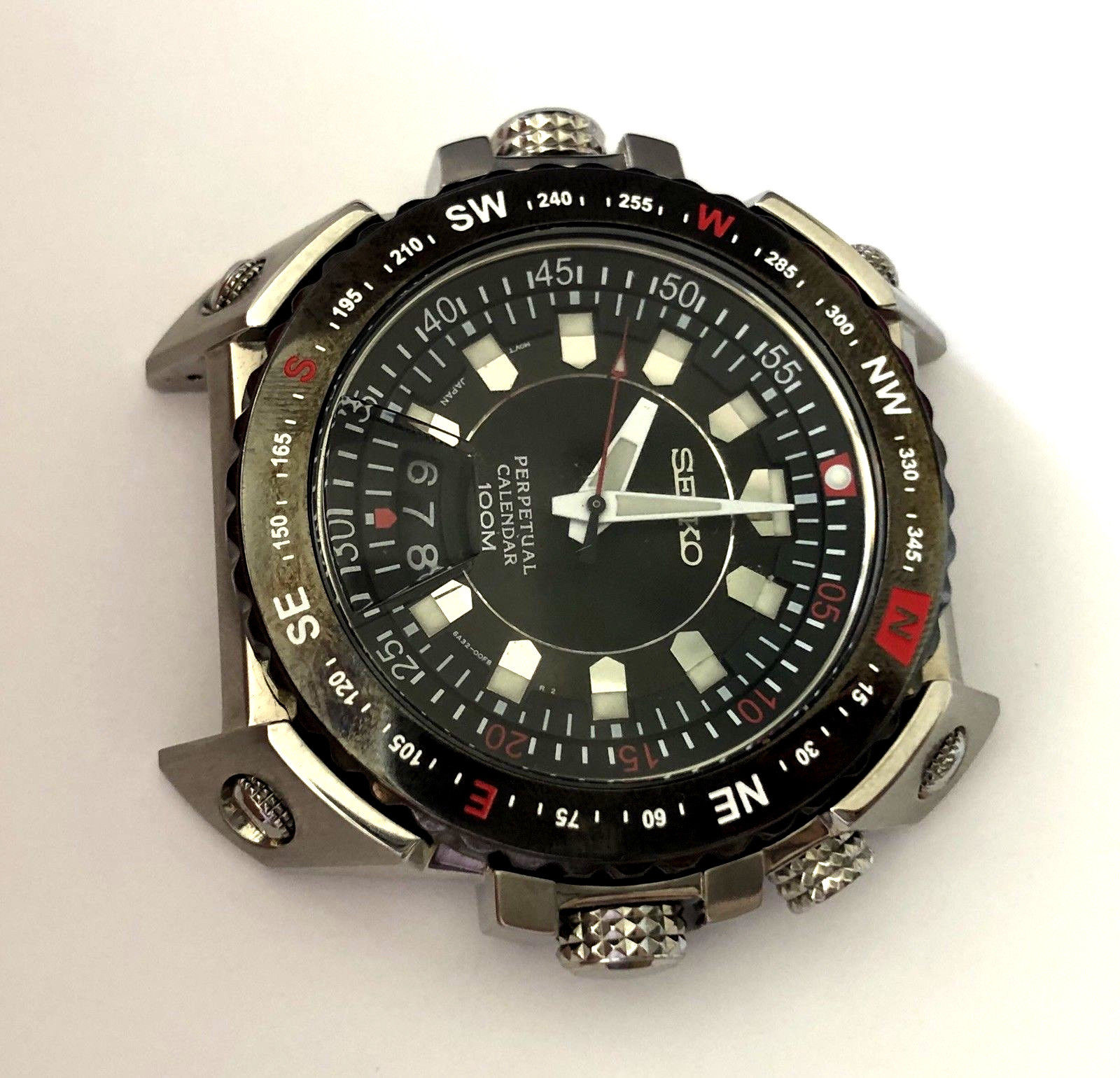 Seiko 6A32 00E0 Perpetual Calendar St Steel Mens Wrist Watch Runs