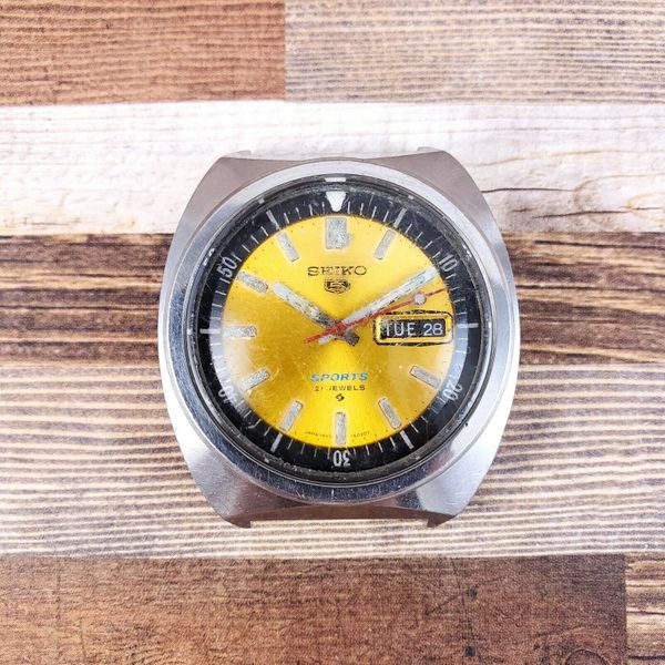 Vintage Seiko 5 21 Jewels Sports Diver 6119-6023 Yellow Dial Parts ...