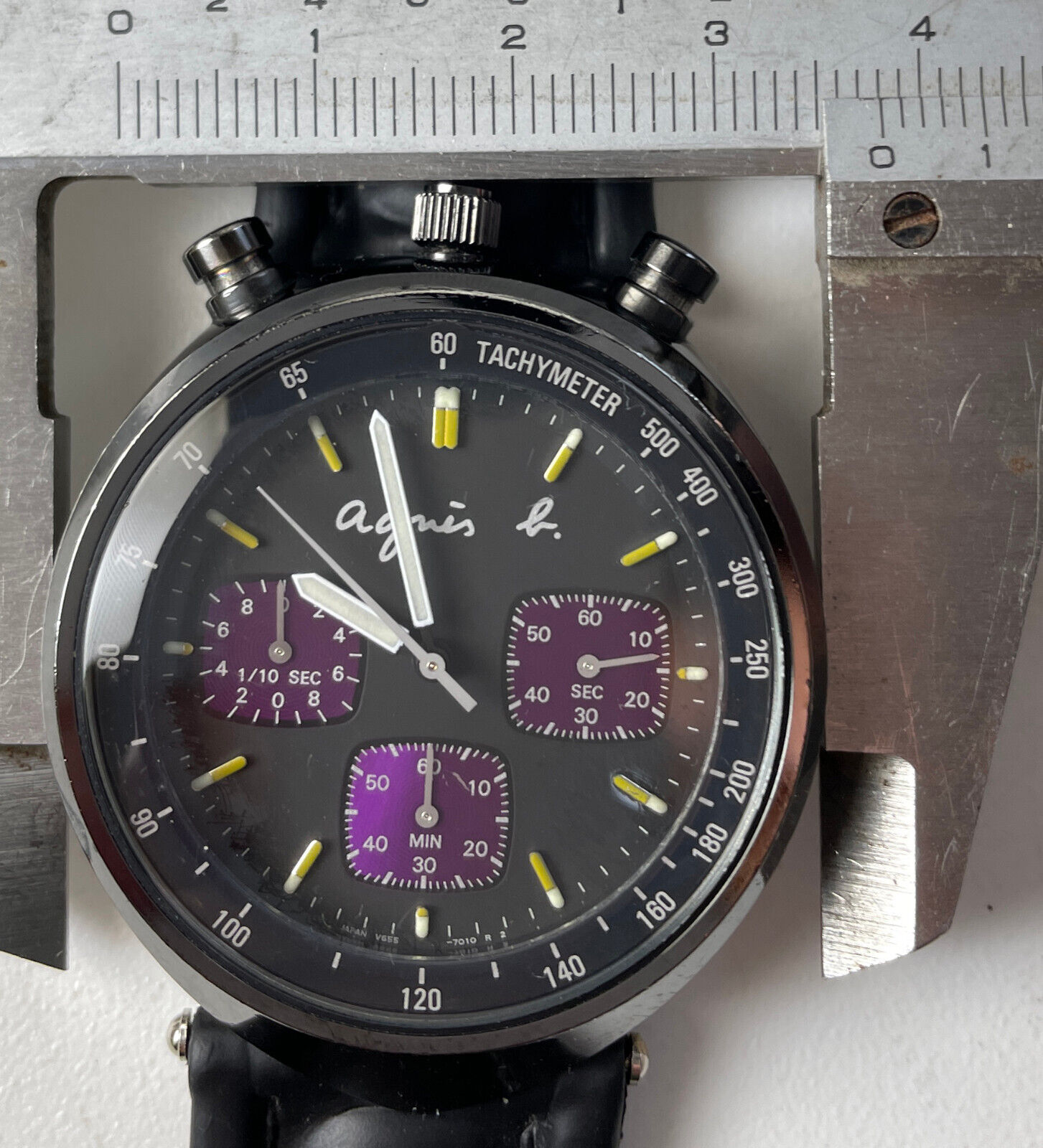 Seiko x Agnes B Bullhead Watch V655-7010 chromed black flyback