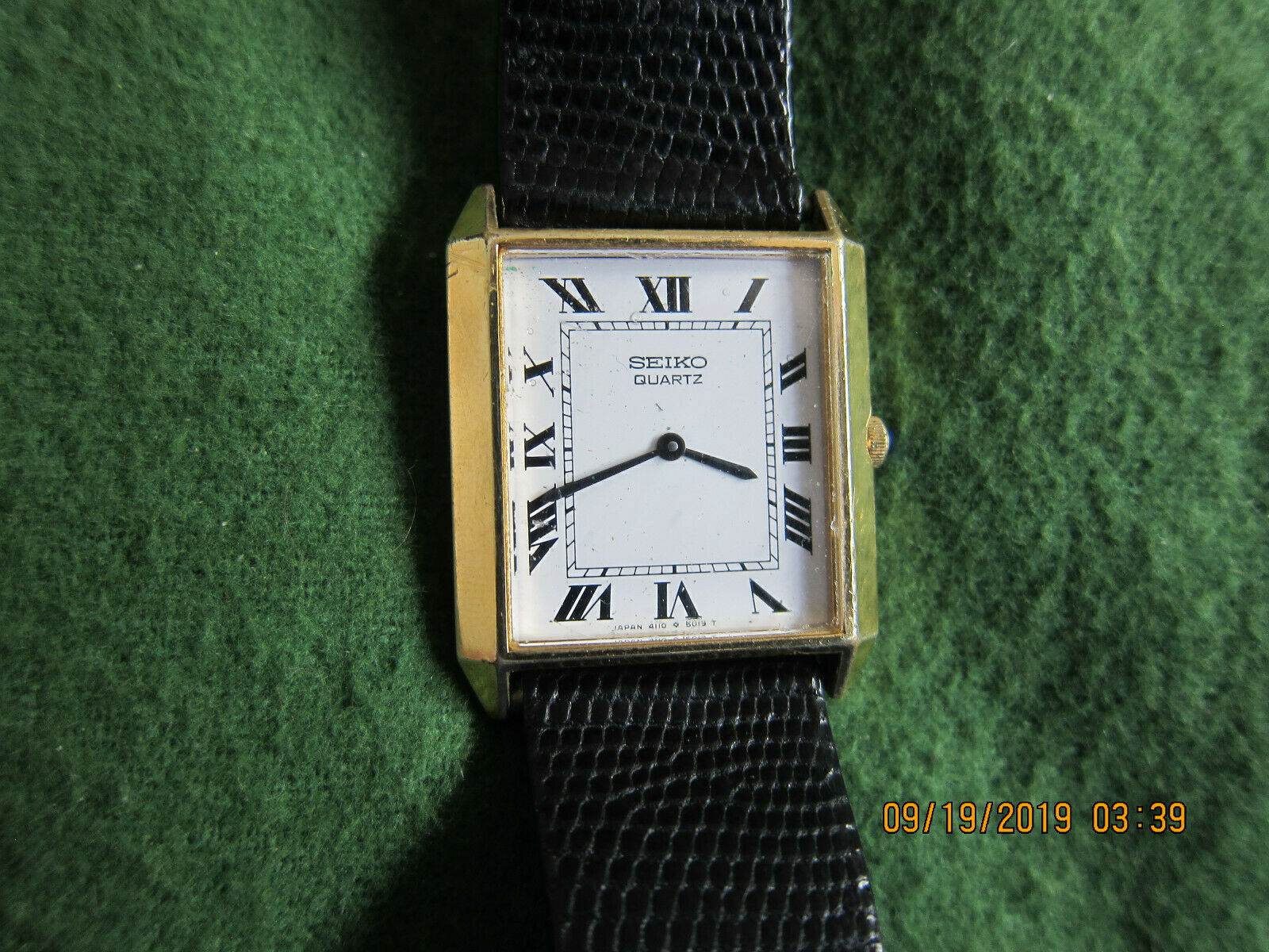 Rare Seiko 4110 5007 Mens Full Size Tank Rectangle Gold Plated