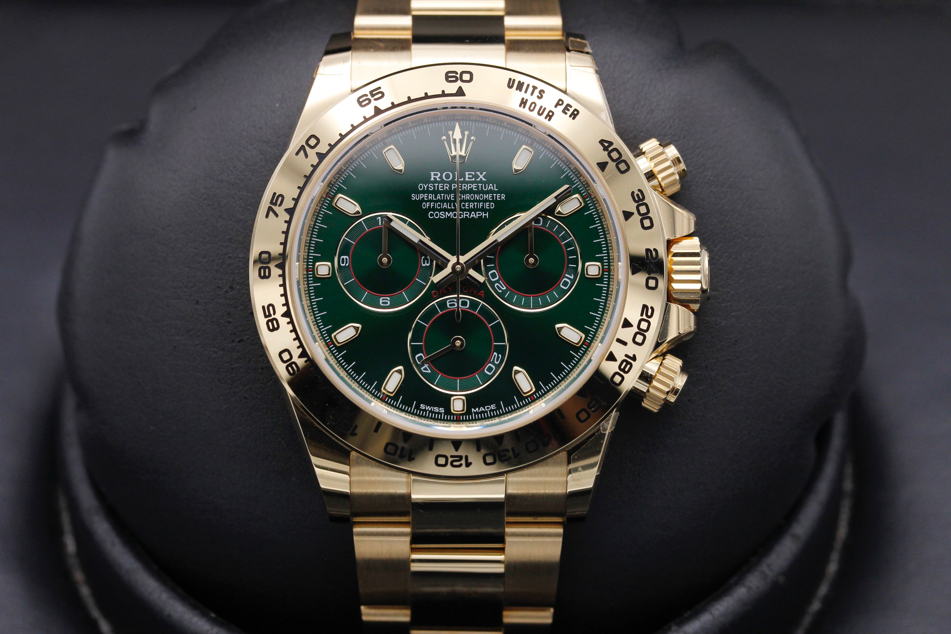 Rolex daytona rose on sale gold green dial