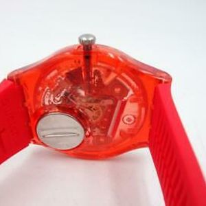 New Swiss Swatch Rosso Bianco Skeleton Red Silicone Watch 34mm Gr178 75 Watchcharts