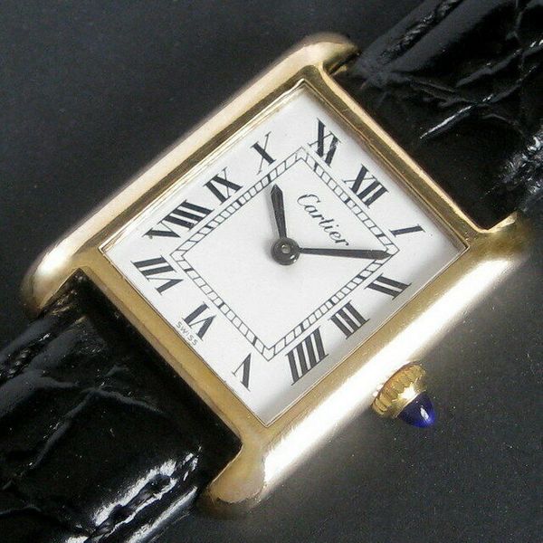 Ladies 1970s Cartier TANK Swiss Made 18K Gold E.P. Original Vintage Swiss Watch WatchCharts Marketplace