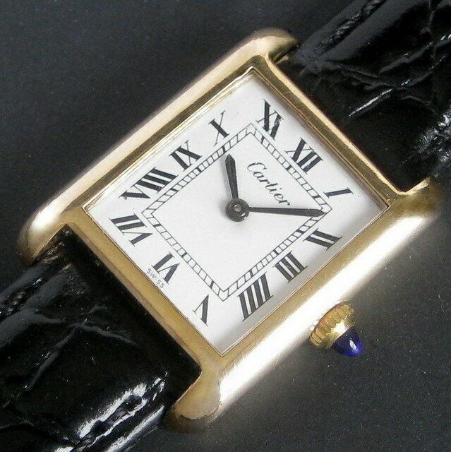 Ladies 1970s Cartier TANK Swiss Made 18K Gold E.P. Original