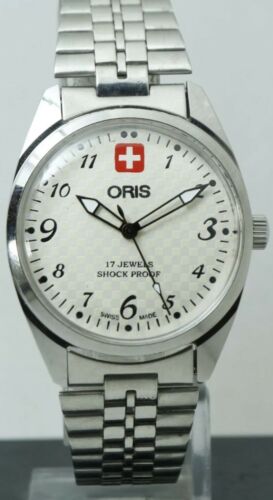 Vintage Oris Swiss Cross 17 Jewel Men s Watch Checkered White Dial