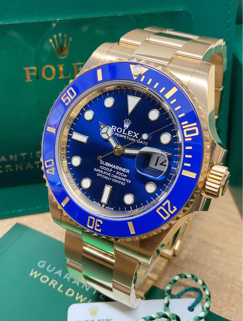 CHEAPEST 2021 41mm Rolex Submariner Yellow Gold Sunburst Blue