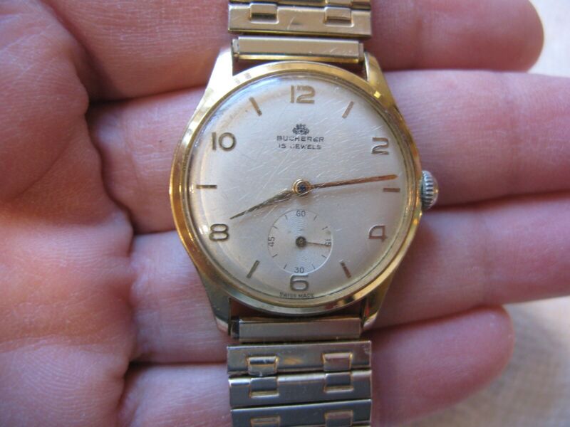 ビンテージ BUCHERER 石英 vintage BUCHERER 15 jewels SWISS made MENS mid-century WATCH 6011