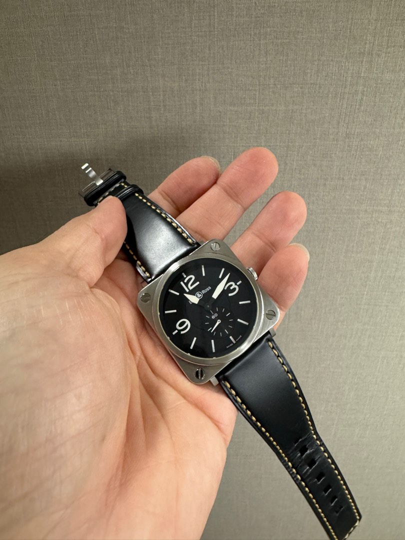 LOWEST Bell Ross BR S STEEL 39mm Quartz black leather strap BRS BLC ST BR S 98 WatchCharts Marketplace