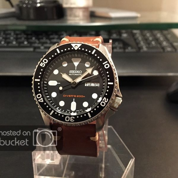FS: Seiko SKX007 200m Diver on brown custom leather strap | WatchCharts