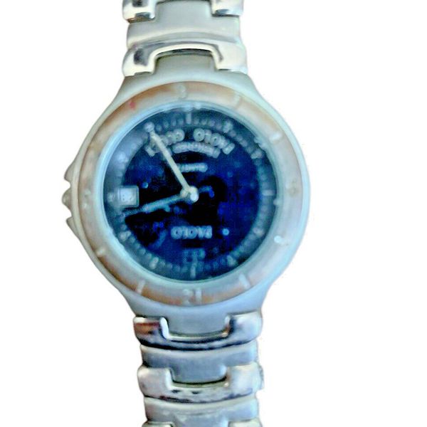 PAOLO GUCCI Menâ s Designer Watch Stainless Steel Band Blue Works New ...