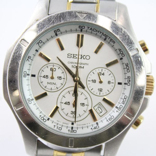 Montre Chronographe Seiko Meca-Quartz 8T63 - Full Set Avec Boîte Et Papiers - Très Bon état