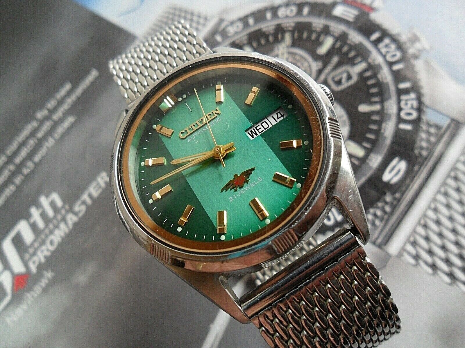 Green Dial Men's S/S Citizen 21 Jewel 8200 Automatic Watch 4