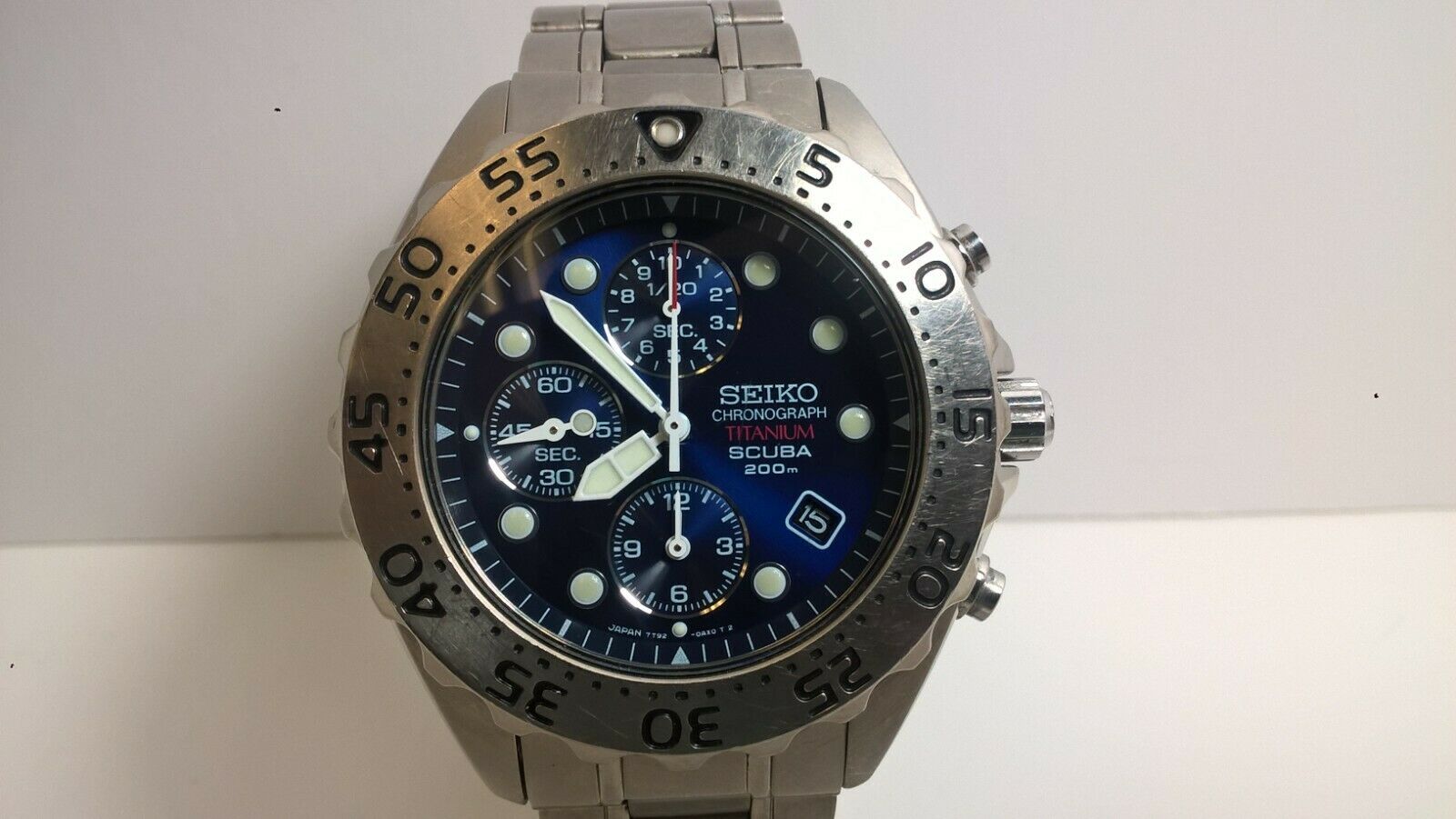 Rare Seiko Prospex SBDQ003 Blue 7T92-0BD0 ISO Scuba 200m Titanium Diver  Chrono | WatchCharts