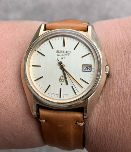 Seiko Quartz QT 3802-7031 Gold Cap Vintage Mens Watch 1975