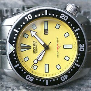 VINTAGE SEIKO DIVER 4205-0155 YELLOW MOD AUTOMATIC UNISEX WATCH : 542870  | WatchCharts