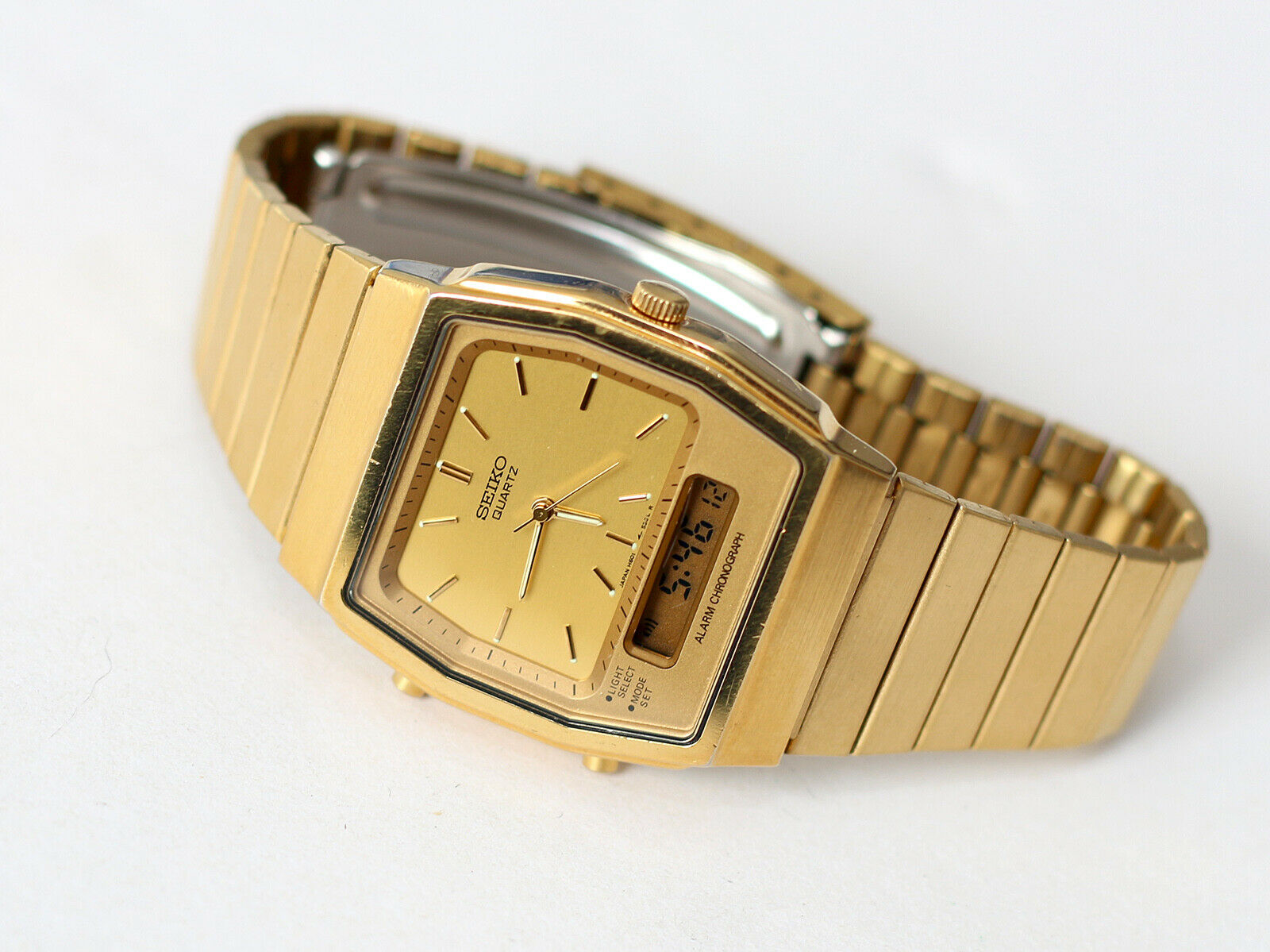 Vintage Seiko H601-5400 Analog Digital Men's Gold Tone Quartz