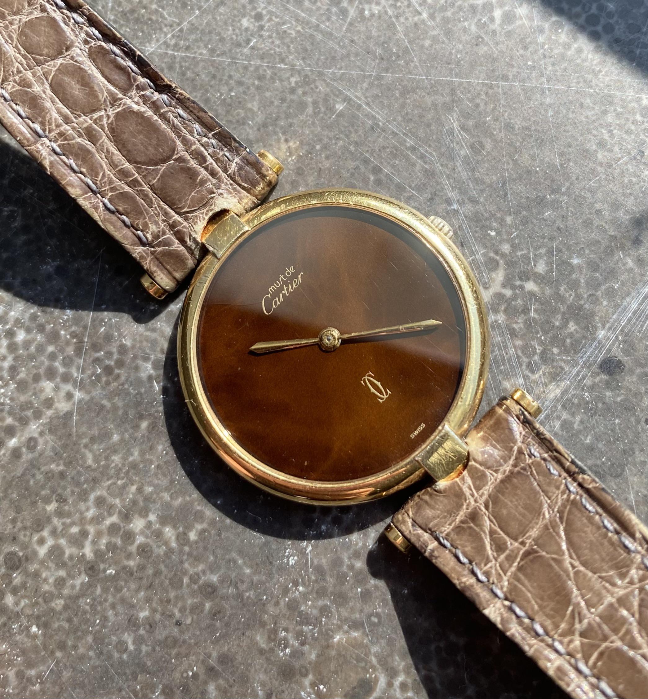 WTS Must de CARTIER Vend me Vermeil Unique brown spider dial