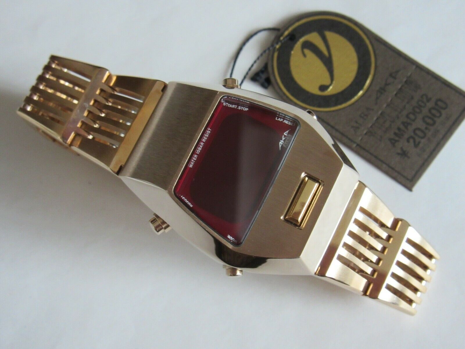 SEIKO ALBA AKA W670-4000 RED LED GOLD TONE WATCH LIMITED EDITION