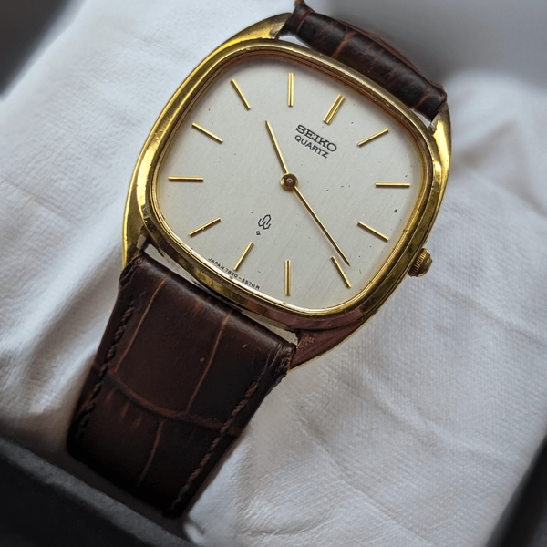 wts] 1980's Seiko SGP Gold Plated Tank 7820-5420 JDM Tv vintage