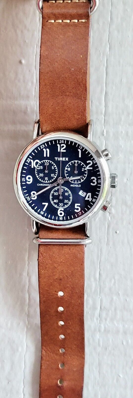 Timex Men's Indiglo Chronograph Weekender TW2R63200, Date, Leather
