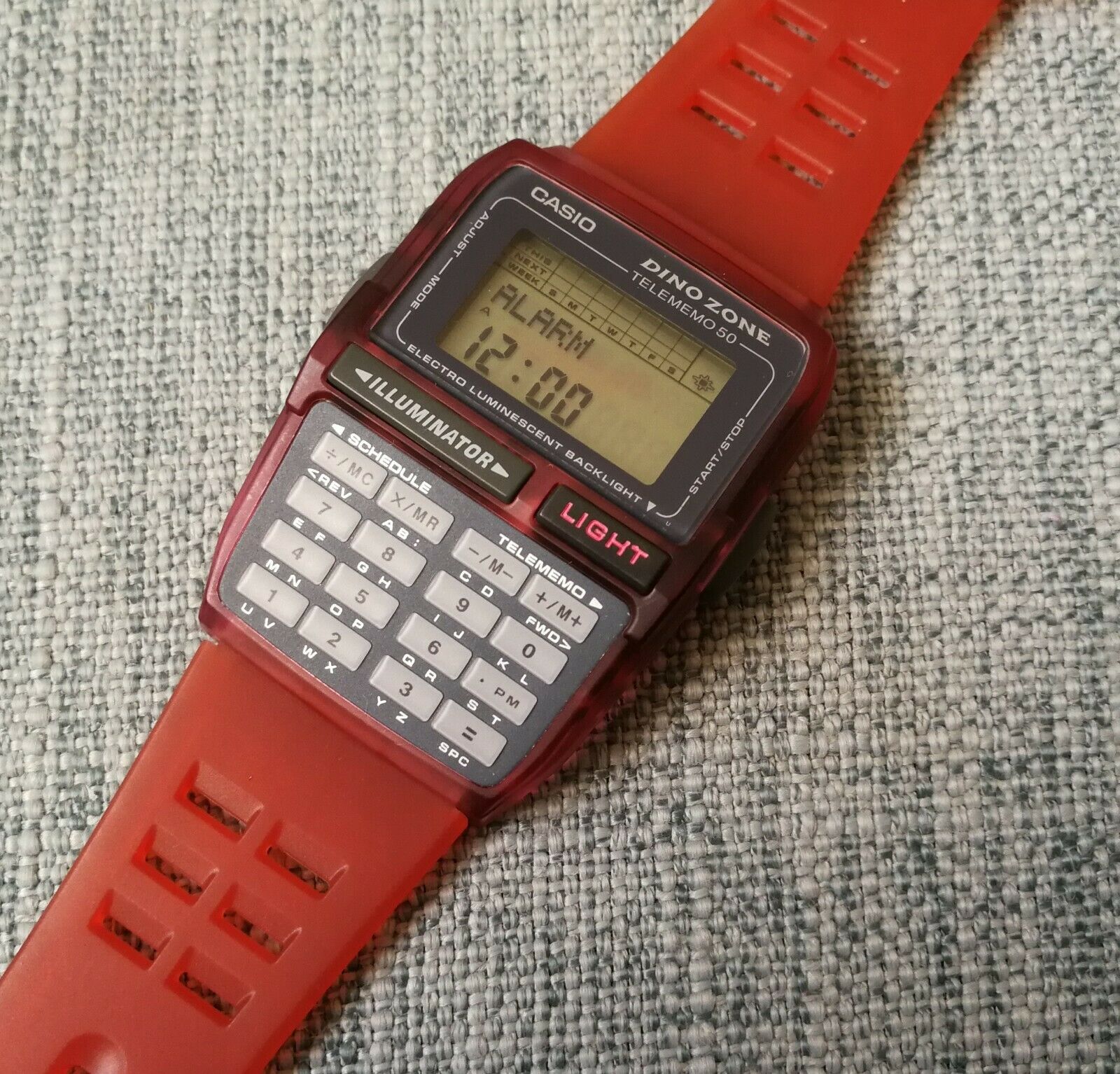 new casio dbc-63 dinozone red color databank telememo 50 alarm