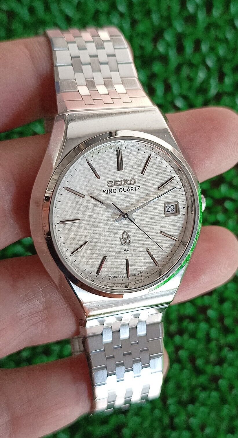 RARE VINTAGE SEIKO KING QUARTZ MODEL 5855-8000 ALL STAINLESS STEEL