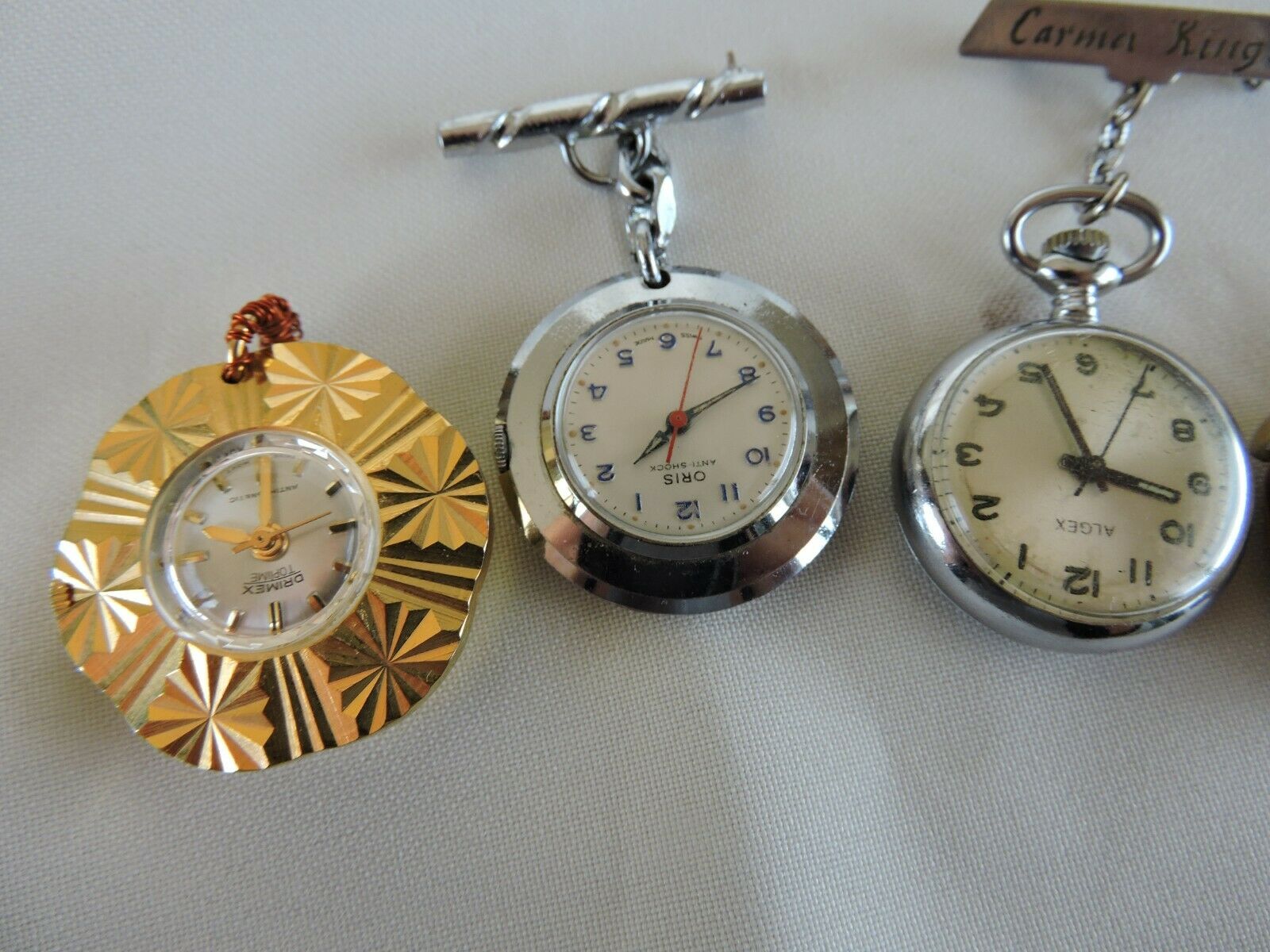 4 x Vintage manual wind Nurses watches. ALGEX CITRON ORIS