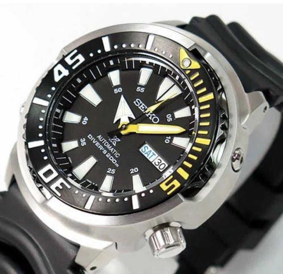 Original Seiko Prospex Yellow Fin Baby Tuna Automatic Diver s 200M SRPE87K1 Men s Black Silicone Strap Watch WatchCharts Marketplace