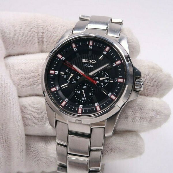 SEIKO セイコー　ペアウォッチ　ソーラーV14J-0BK0 SEIKO SOLAR V14J-0BK0 Mens Watch NEW RECHARGEABLE BATTERY
