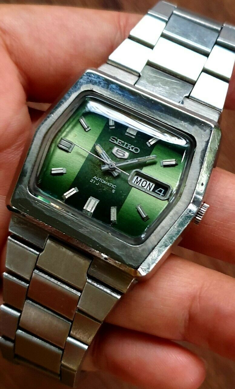 Seiko 5 Automatic 6119-5460 Hexagon Green Dial Vtg Nov 1973 Mens