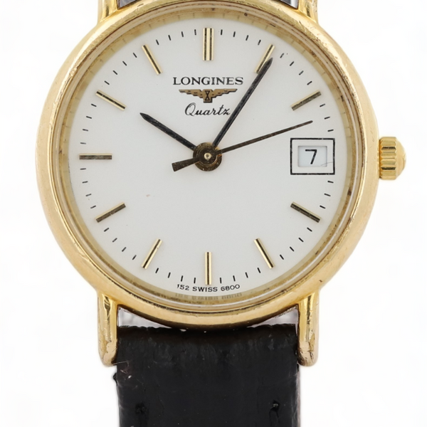 LONGINES Slimline Ladies Presence Date Quartz Yellow Gold Plated