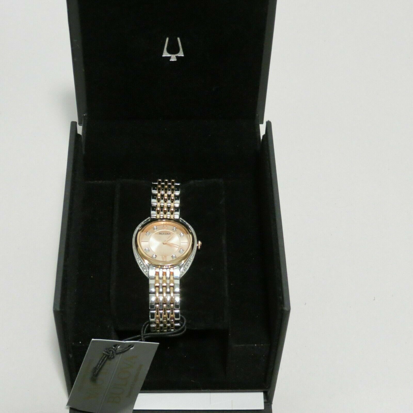 Bulova 98R275 Women s Rose Tone Silver S Steel Diamond Accent Watch WatchCharts