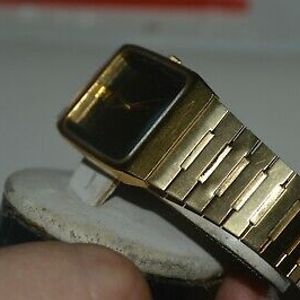Vintage SEIKO SX Watch 5Y95-5000 Quartz Unisex Black Dial Gold