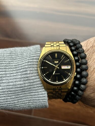 Seiko 5 SNXZ16 Gold DateJust Day Date Fluted 37mm Men's Automatic