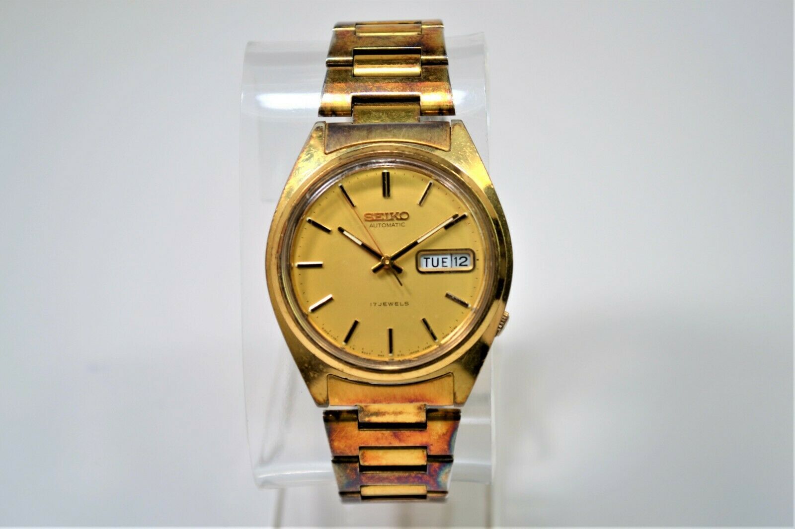 Seiko 6309 - 7159 Gold Tone 17 Jewels Automatic Wristwatch with Day & Date  | WatchCharts