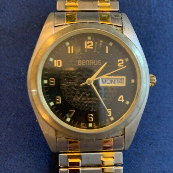 Vintage Benrus Advance Quartz Men's Watch Stainless Steel Gold Needs Battery WatchCharts