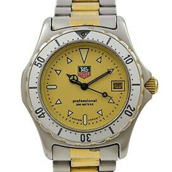 稼働 TAG HEUER 2000 Professional 974.013 TAG HEUER GENUINE 2000 PROF 974.013B-1 GOLDEN DIAL STAINLESS