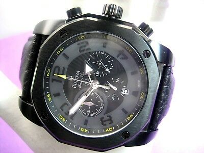 BULOVA MARINE STAR 98B151 CHRONOGRAPH MEN S WATCH SPORT BLACK PVD CASE ANALOG WatchCharts