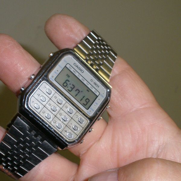 Casio C801 Calculator Watch Mens Vintage 80s Lcd Chronograph Light