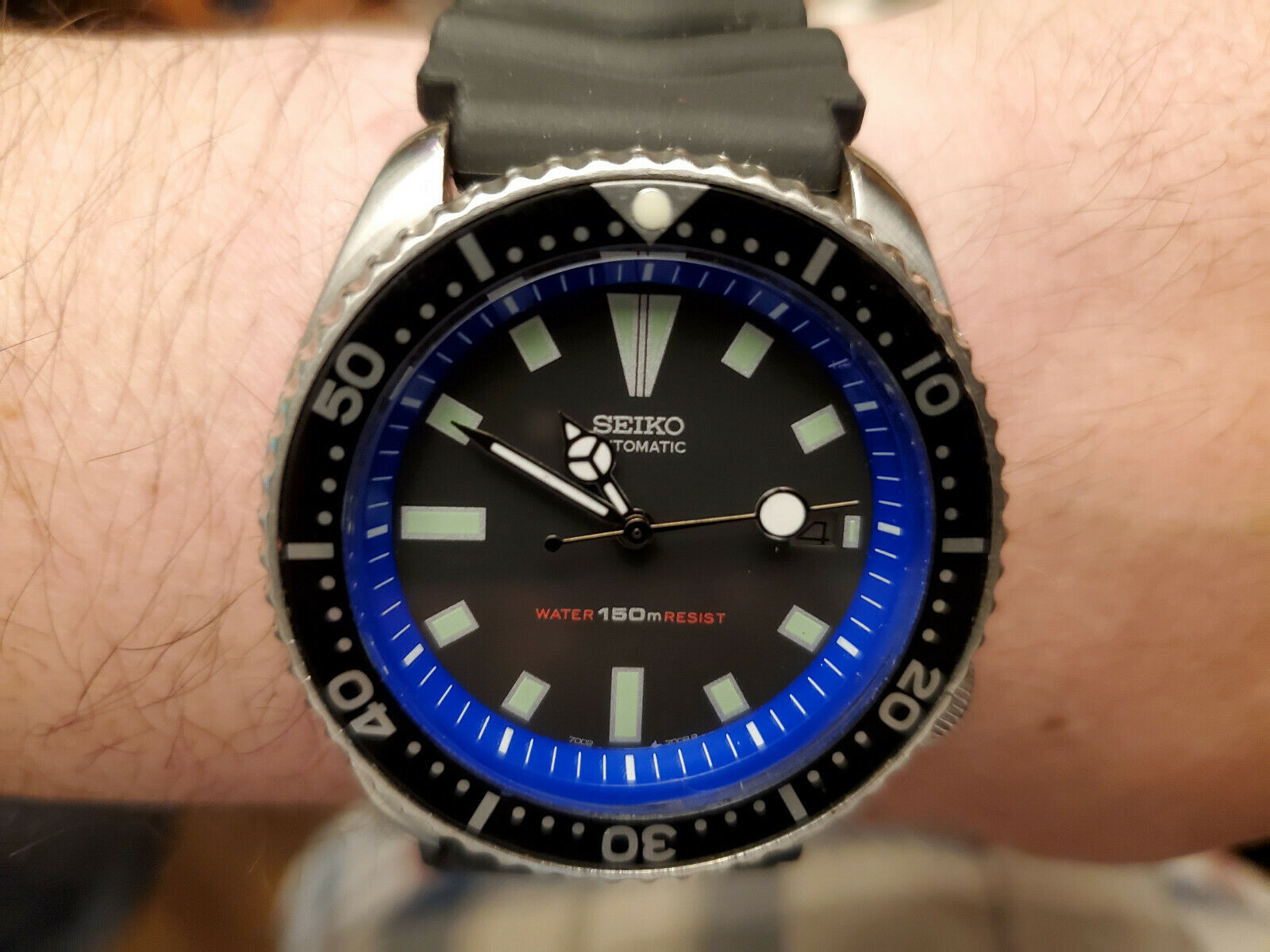 Seiko 7002 Vintage Diver - Great Mod with Mercedes Hands & Blue Chapter  Ring! | WatchCharts Marketplace