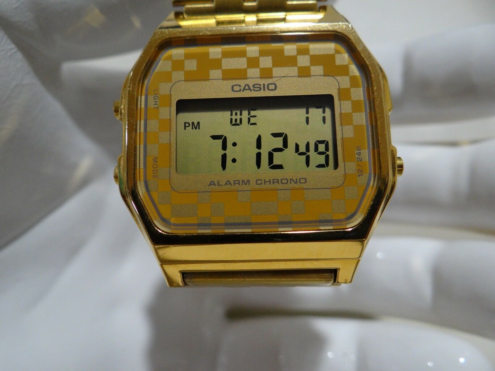 CASIO デジタル ウォッチ ゴールド 593 A159W JAPAN 腕時計 Men Casio Watch 593 A159w Gold Case Steel Bracelet Alarm