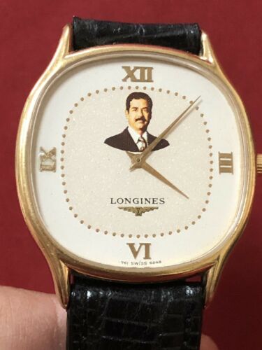 RARE Longines President Saddam Hussein Iraq Watch GOLD P Quartz R2