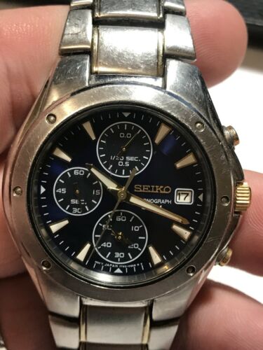 seiko chronograph 50m gold