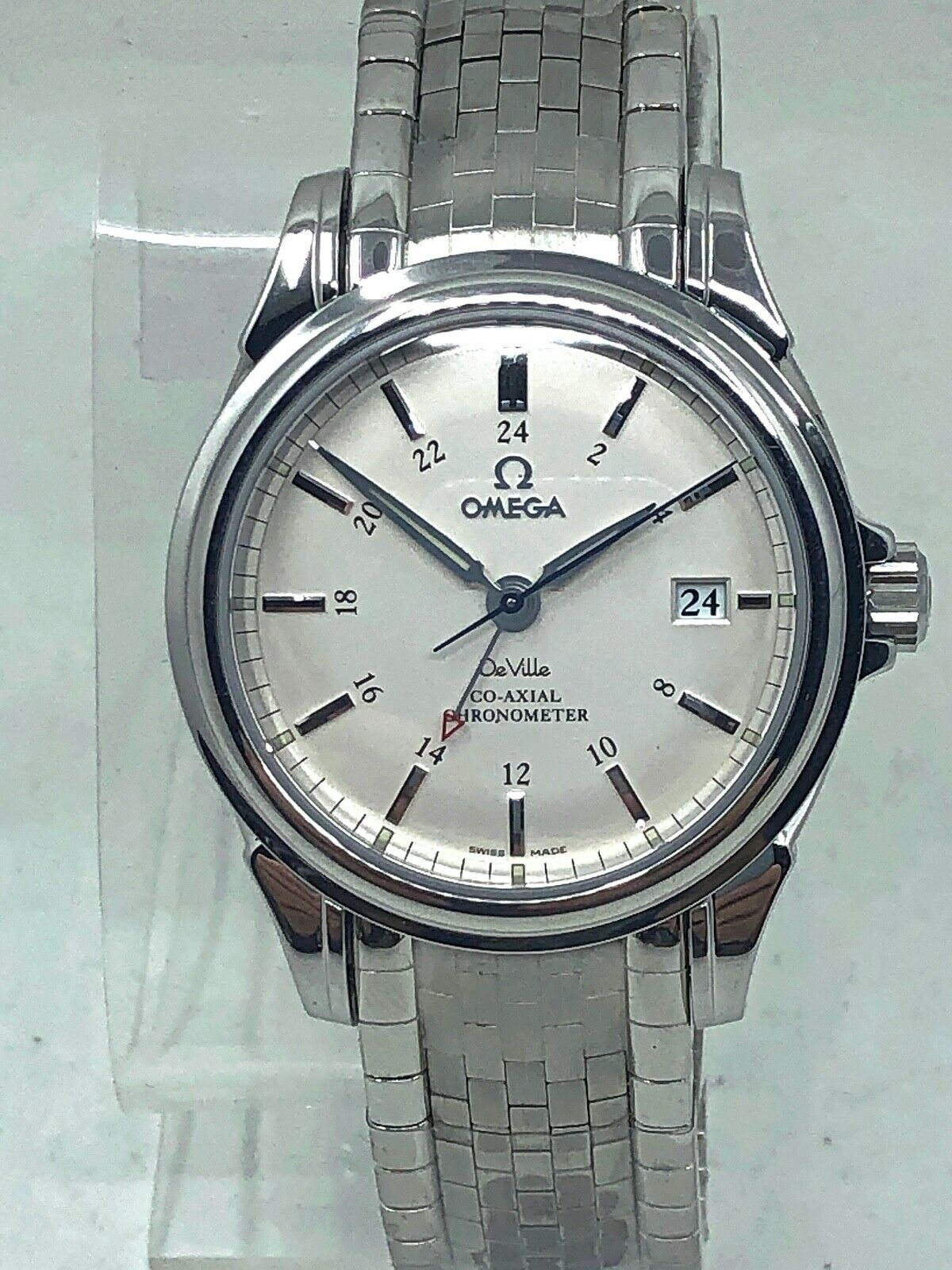 Omega stainless steel De Ville Co-Axial Gmt on Stainless bracelet