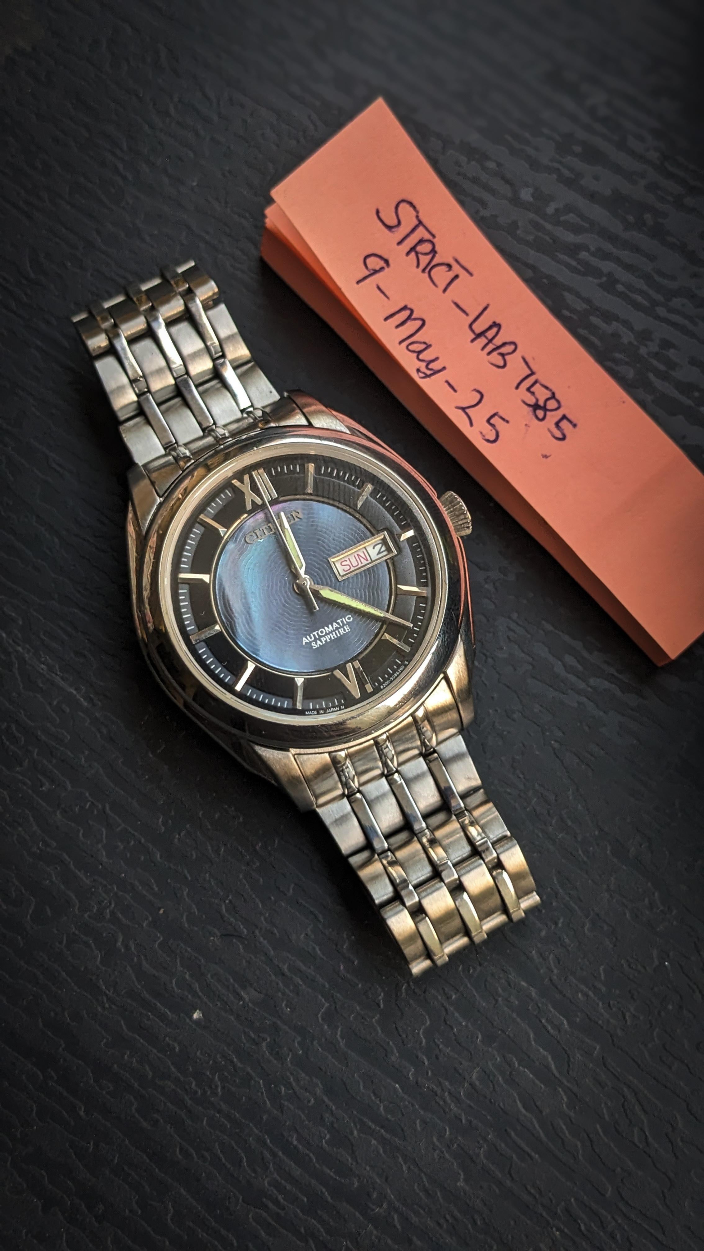 サオリ wts] Citizen Automatic Sapphire MOP 8200-S055725 Day Date 21jewels
