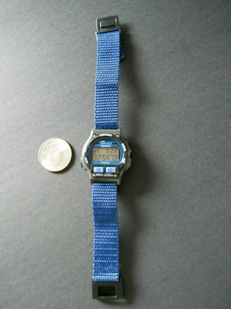 1997 Vintage Timex Iron Man Indiglo Triathlon 8 Lap Watch Blue