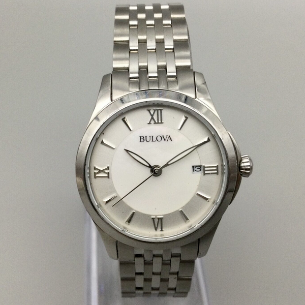 Bulova Watch Women Silver Tone Date Round Stainless 96m151 New Battery