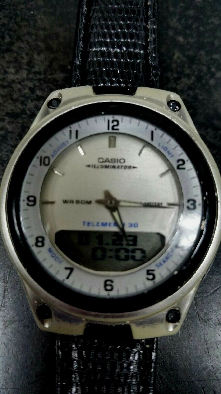 Casio Illuminator Telememo 30 AW 80 Module 2747 World Time 3 Alarm Men s Watch WatchCharts Marketplace